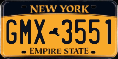 NY license plate GMX3551