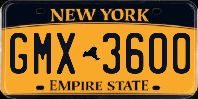 NY license plate GMX3600
