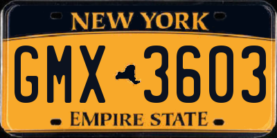 NY license plate GMX3603