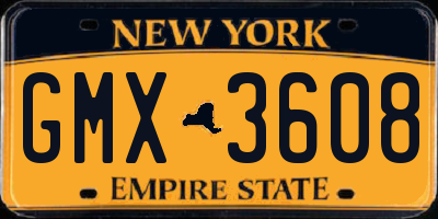 NY license plate GMX3608