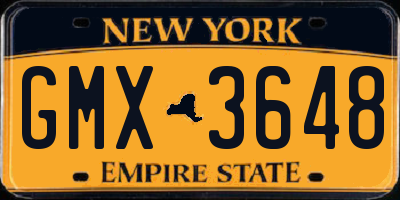 NY license plate GMX3648