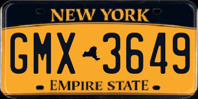 NY license plate GMX3649