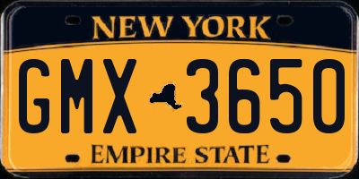 NY license plate GMX3650