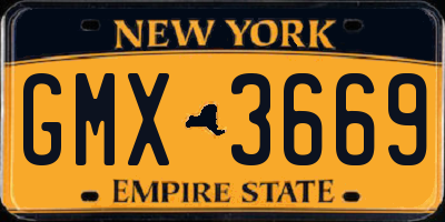NY license plate GMX3669