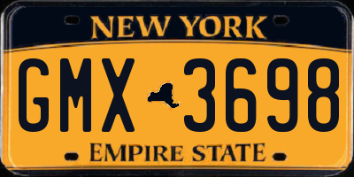 NY license plate GMX3698