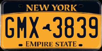 NY license plate GMX3839