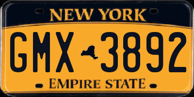 NY license plate GMX3892