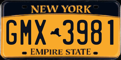 NY license plate GMX3981