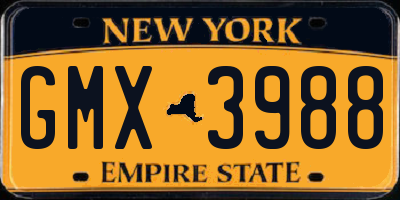 NY license plate GMX3988
