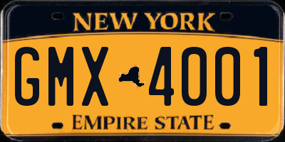 NY license plate GMX4001