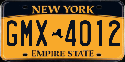 NY license plate GMX4012