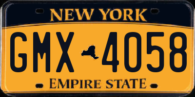 NY license plate GMX4058