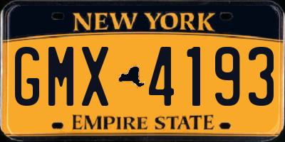 NY license plate GMX4193