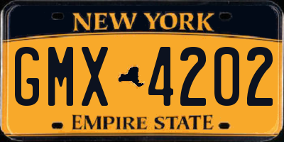 NY license plate GMX4202