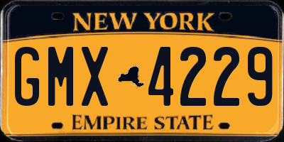 NY license plate GMX4229