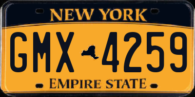 NY license plate GMX4259