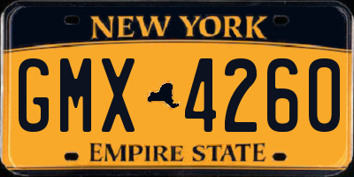 NY license plate GMX4260