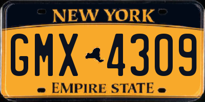 NY license plate GMX4309