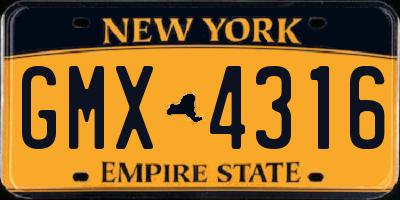 NY license plate GMX4316