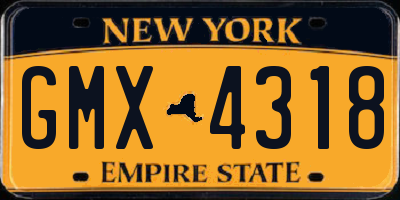 NY license plate GMX4318