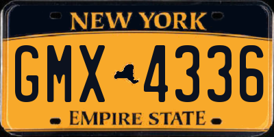 NY license plate GMX4336