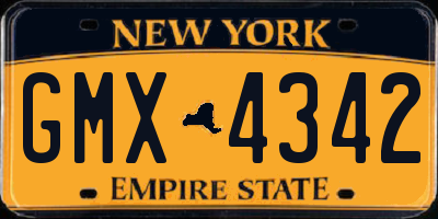 NY license plate GMX4342