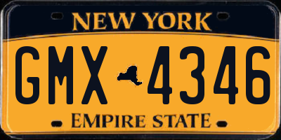 NY license plate GMX4346