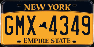 NY license plate GMX4349