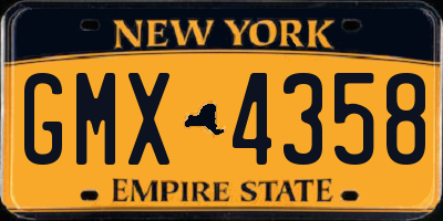 NY license plate GMX4358