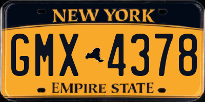 NY license plate GMX4378