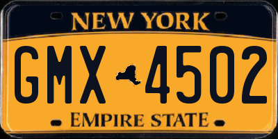 NY license plate GMX4502