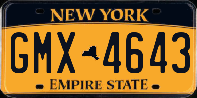 NY license plate GMX4643