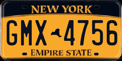 NY license plate GMX4756