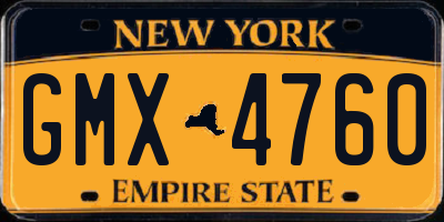 NY license plate GMX4760