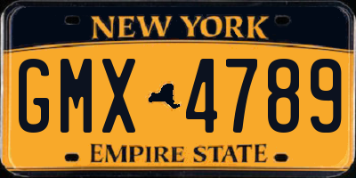 NY license plate GMX4789