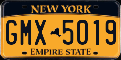 NY license plate GMX5019