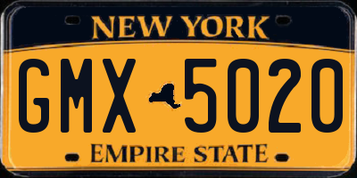NY license plate GMX5020