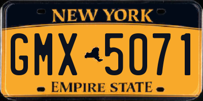 NY license plate GMX5071