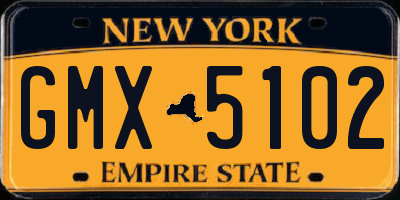NY license plate GMX5102