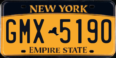 NY license plate GMX5190