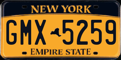 NY license plate GMX5259
