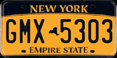 NY license plate GMX5303
