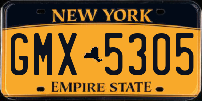 NY license plate GMX5305