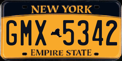 NY license plate GMX5342