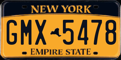 NY license plate GMX5478