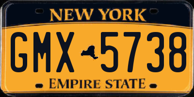 NY license plate GMX5738