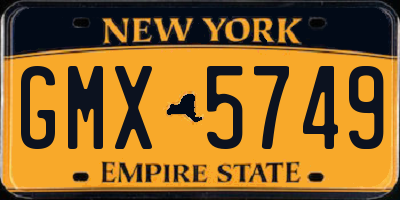NY license plate GMX5749