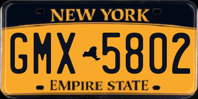 NY license plate GMX5802