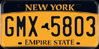 NY license plate GMX5803