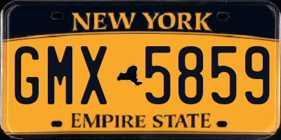 NY license plate GMX5859